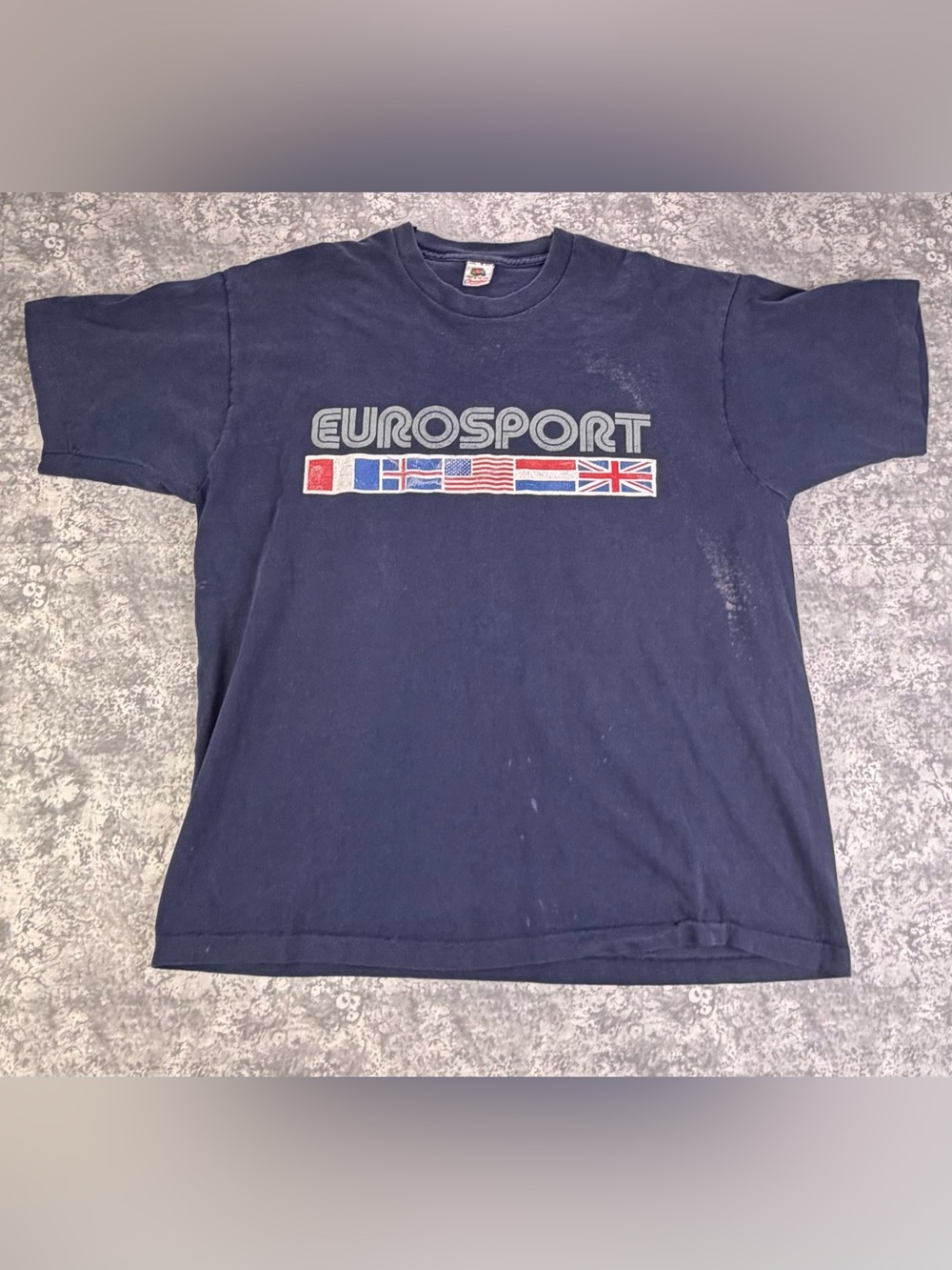 Vintage 90s Eurosport Flag Graphic T-Shirt XXL Fruit of the Loom Single Stitch